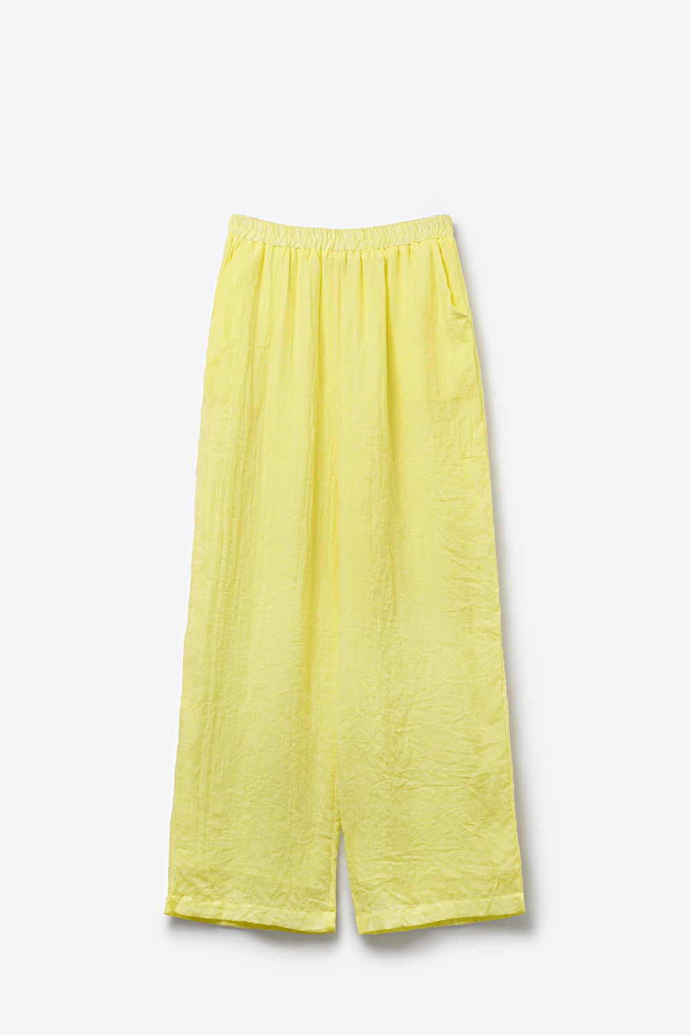 Yellow Wide-Leg Pants with sheer fabric - trousers