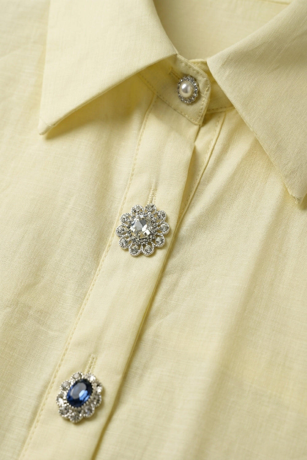Butter Yellow Button-Up Shirt with buttons on cuff - Shirts