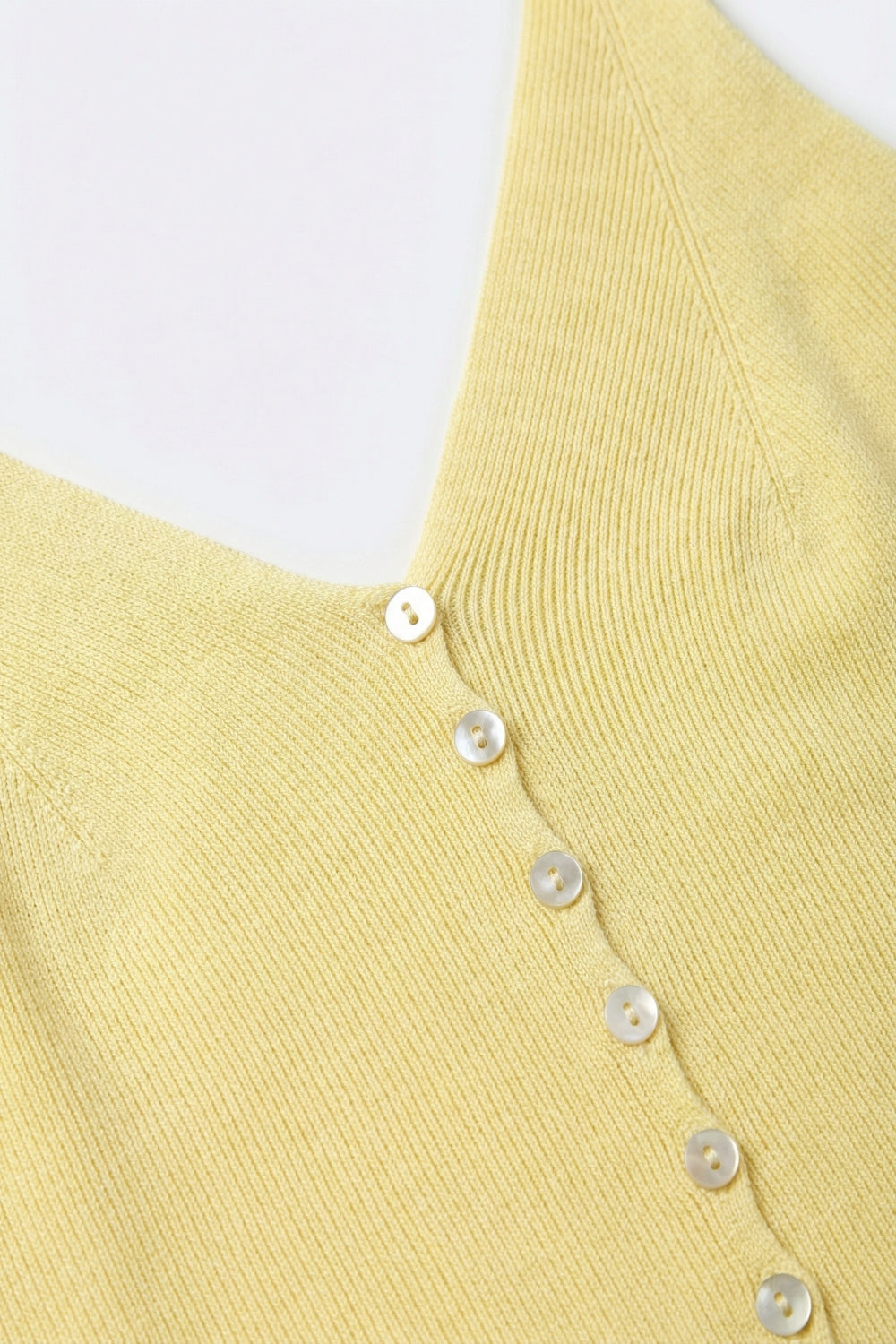 Knit Buttoned Crop Top in yellow color
