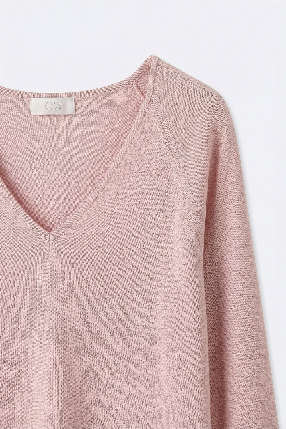 Dusty Pink V-Neck Relaxed Fit Knit Top