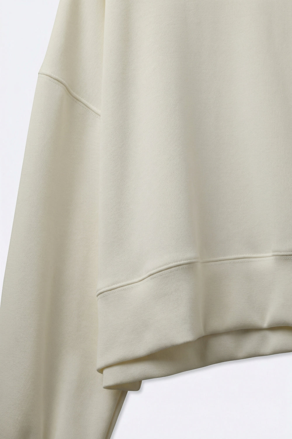 Crew Neck Dropped Shoulder Basic Sweatshirt in Cream