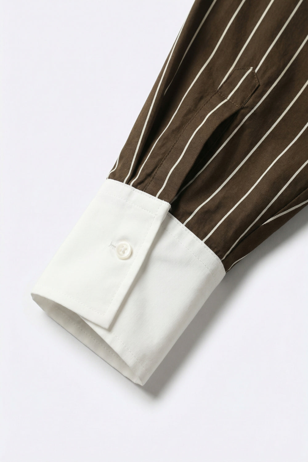Brown Striped Long Sleeve Button-Up Shirt Dress - Shirts