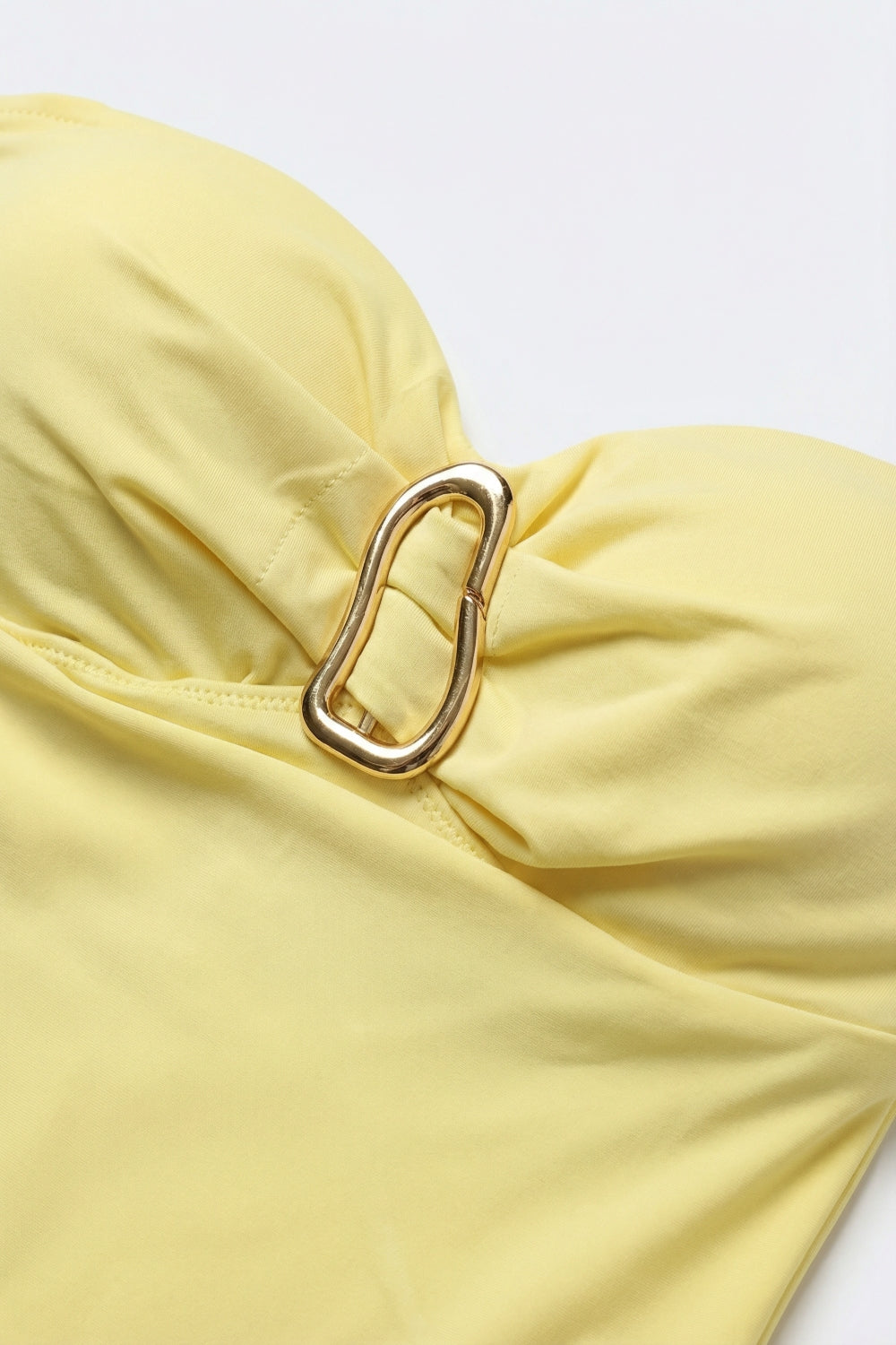 Yellow Strapless Bodysuit with Buckle Detail - top