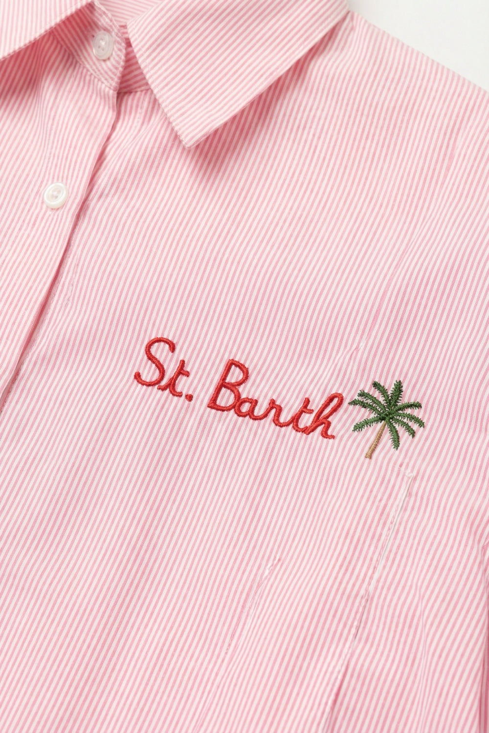 pink Button-Up striped Shirt with Embroidered Detail St Barth - Shirts