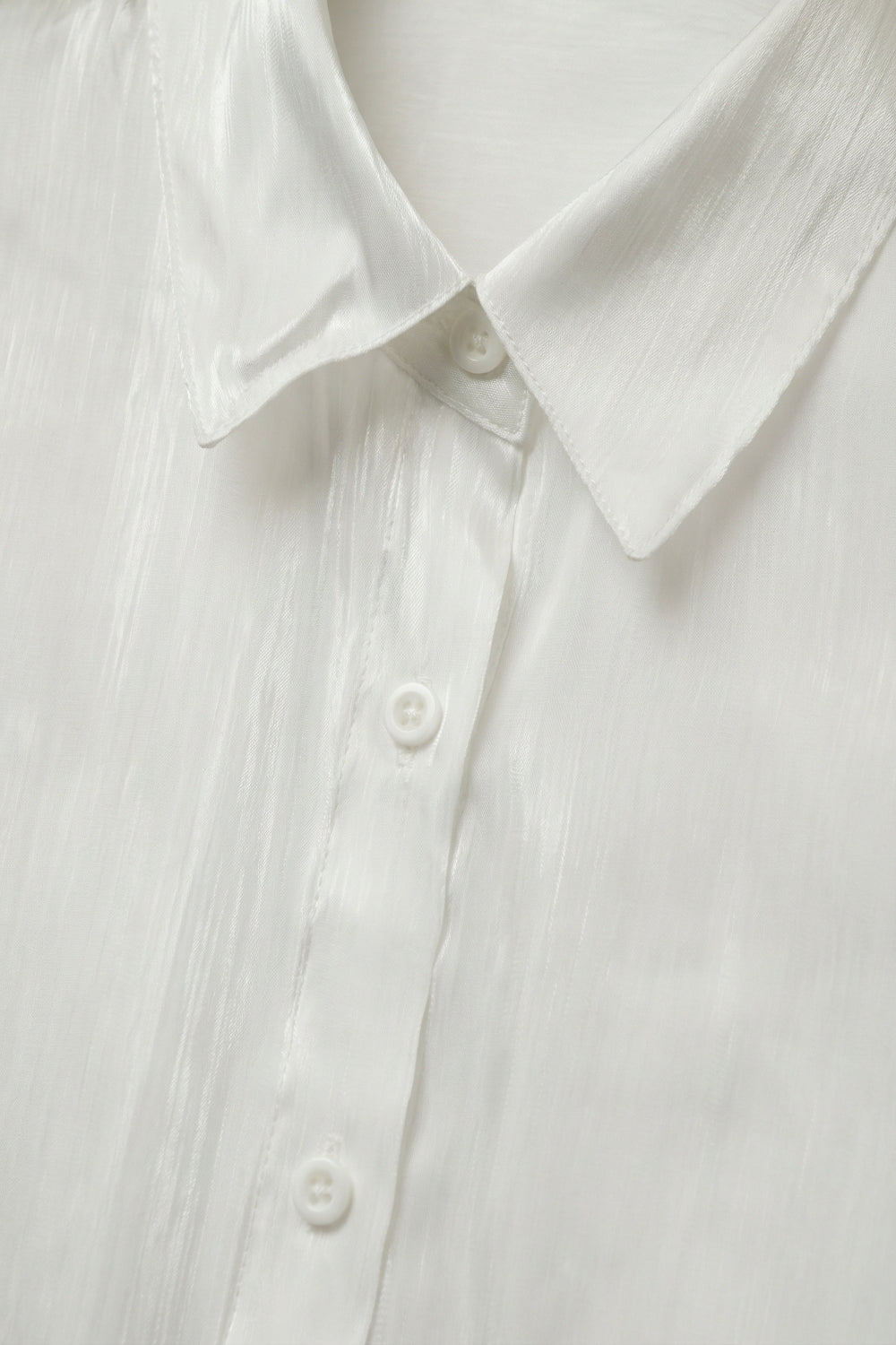 White shiny satin button-down shirt - Shirts