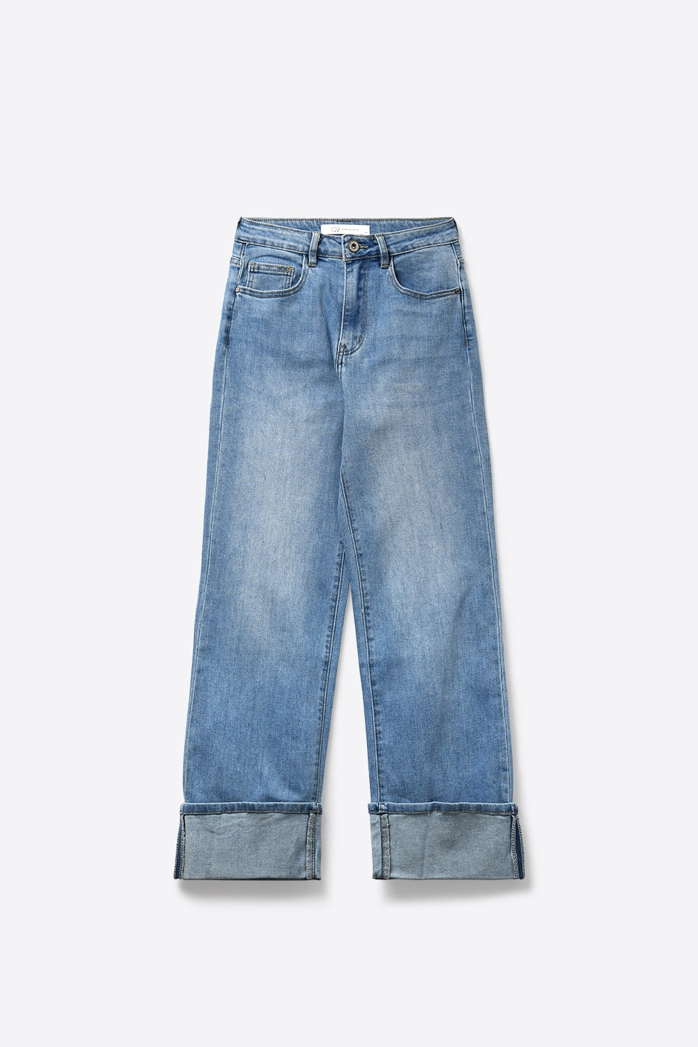 Light Blue Denim Jeans with Pink Back Pockets in strass - Denim