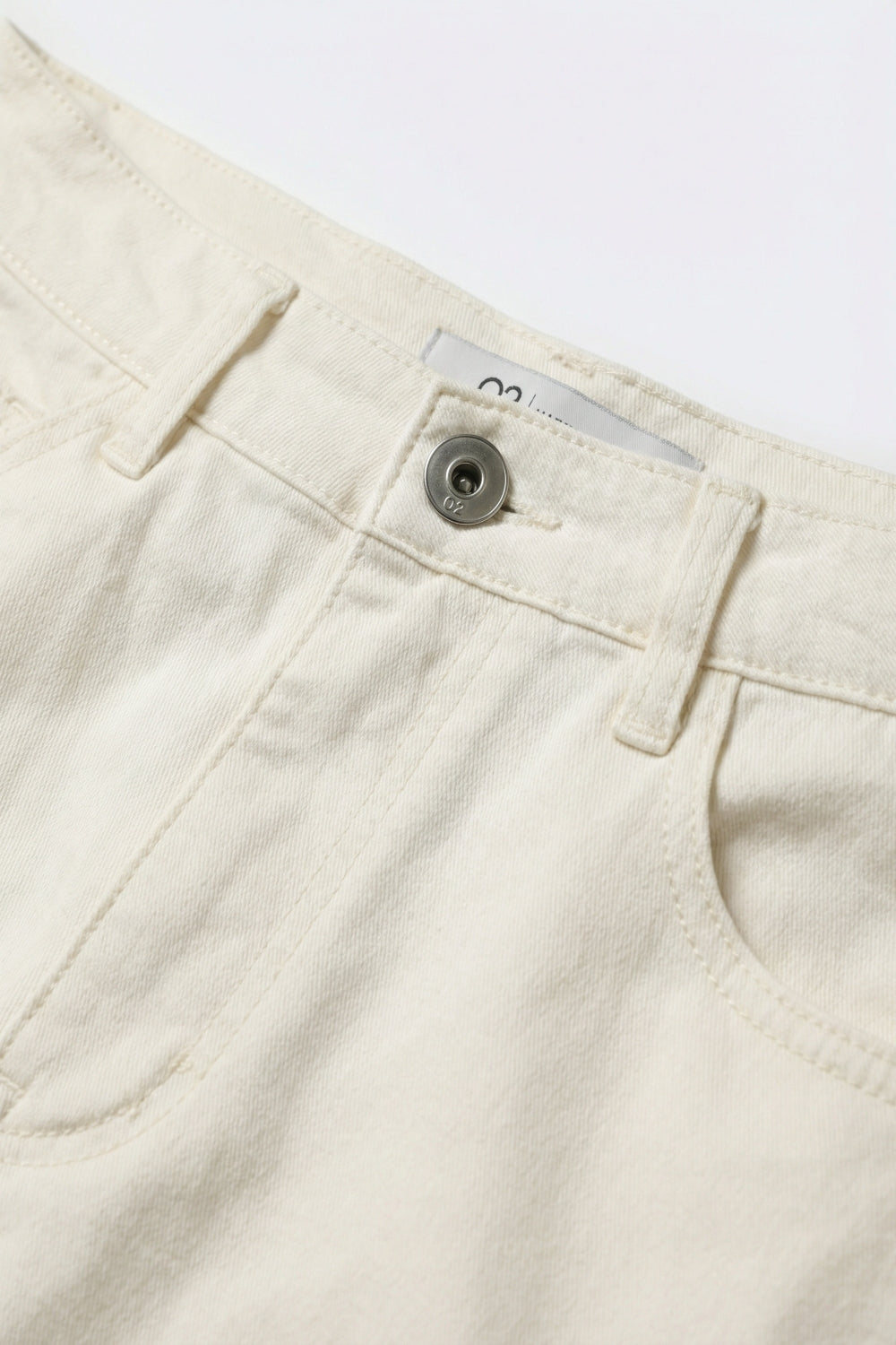 Extra Wide-Leg elastic Cotton Twill Pants in white color - Coloured Jeans