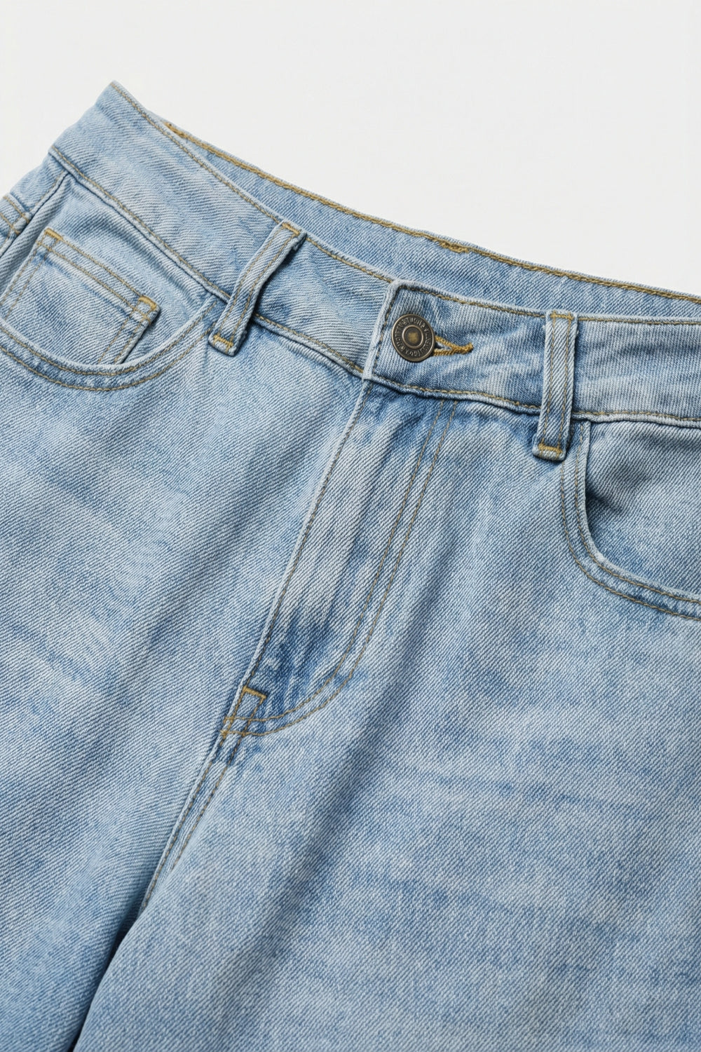 High-Rise Wide-Leg Denim in Light Blue Wash - Denim
