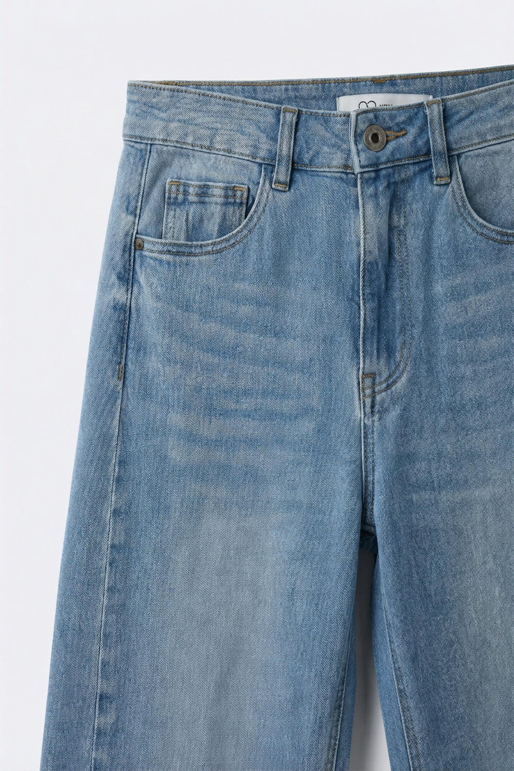 Light Blue Wide-Leg High-Waist Denim Jeans - Denim