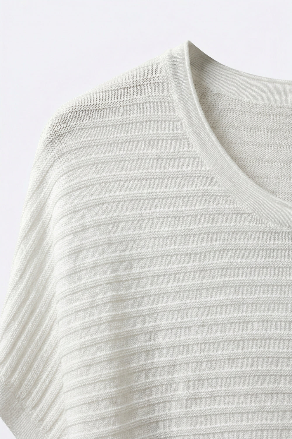 White Striped knitted boat Neck sweater