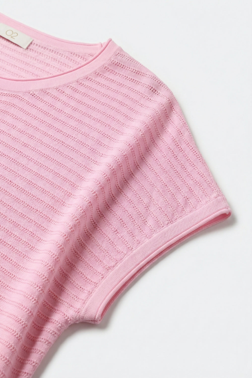 Pink Ribbed Knit Loose Fit sweater with dropped sleeves