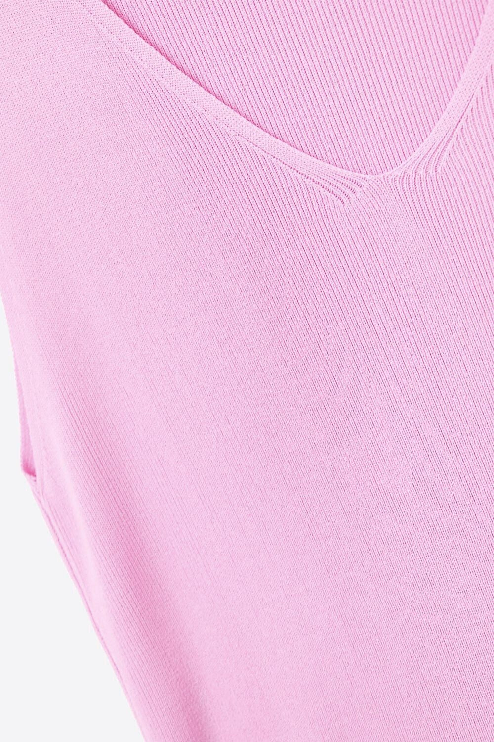 pink sleeveless fine knitted top With V-Neck