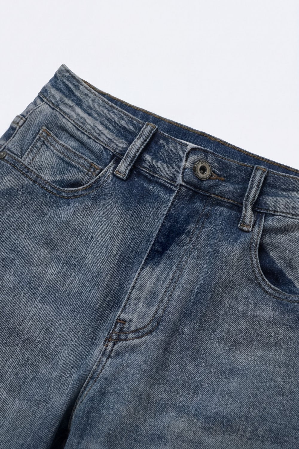 Vintage Wash Mom-fit Stretch Jeans - Denim