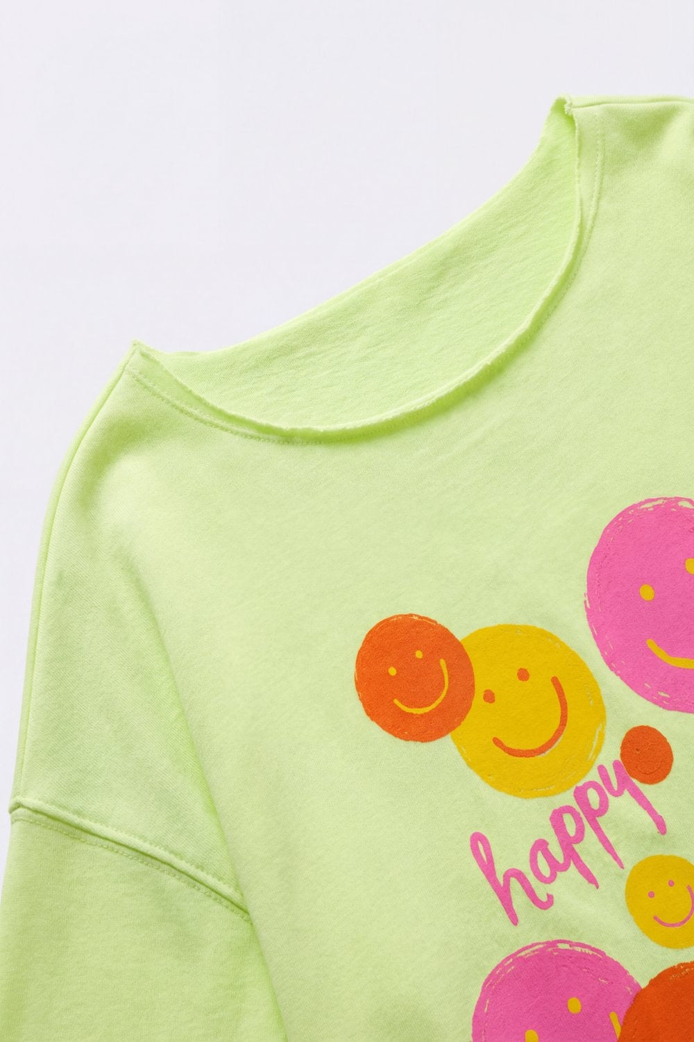 Light Green Relaxed Fit Smile Graphic sweatshirt - top