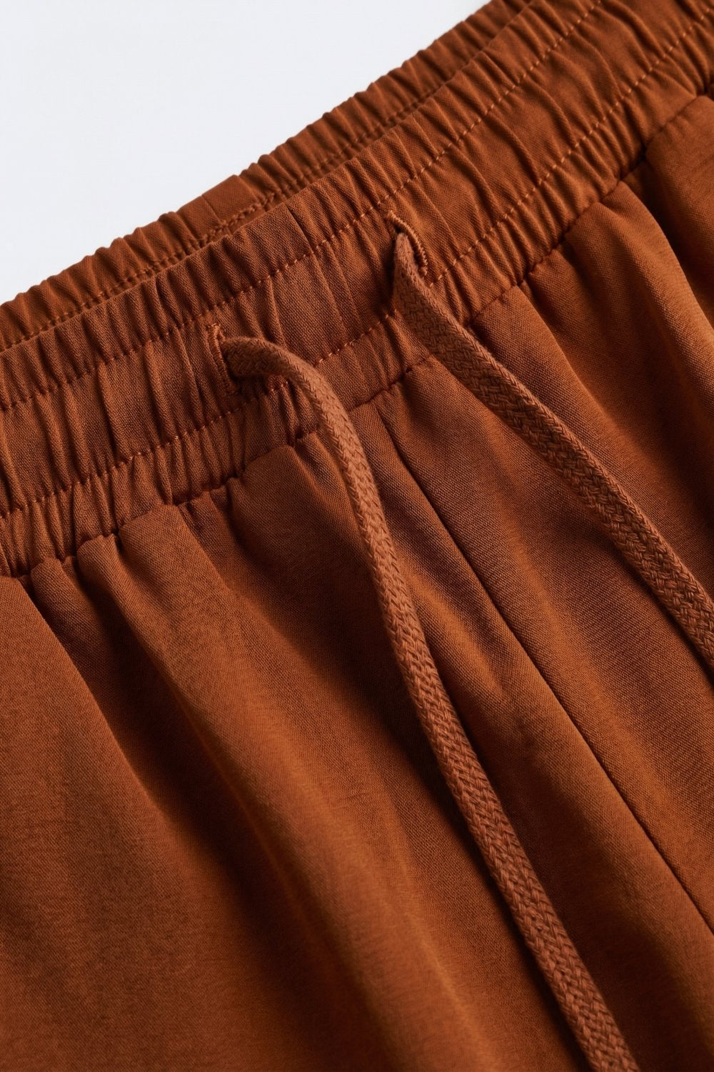 terracotta Wide-Leg Drawstring Waist Casual Pants - trousers