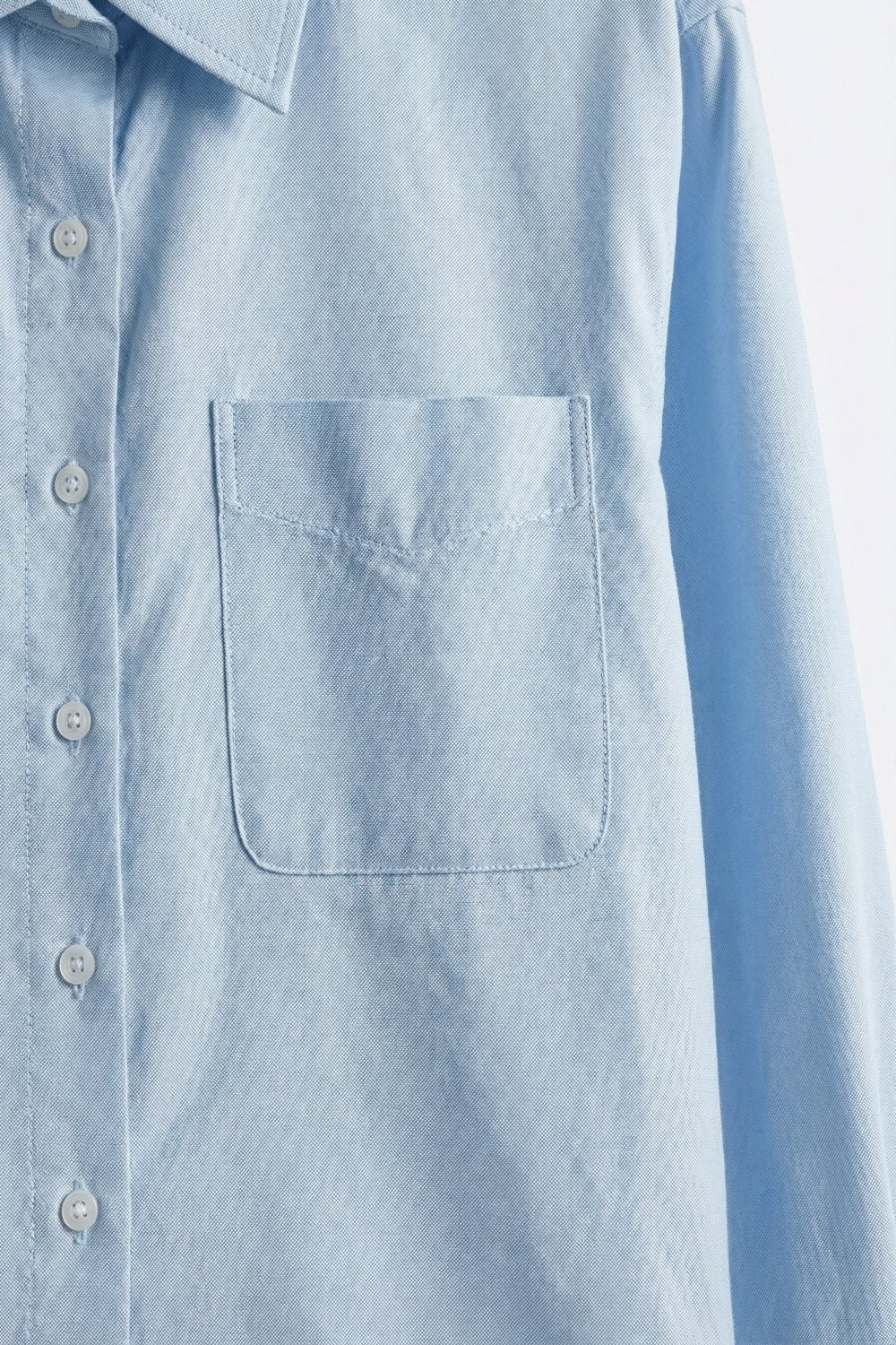 Light Blue Button-Front cropped Shirt in cotton fabric - Shirts