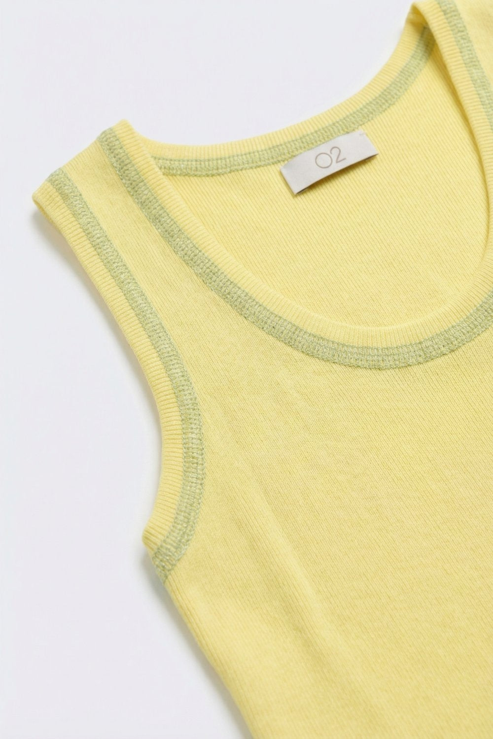 Yellow Ribbed Knit top with with Metallic Trim