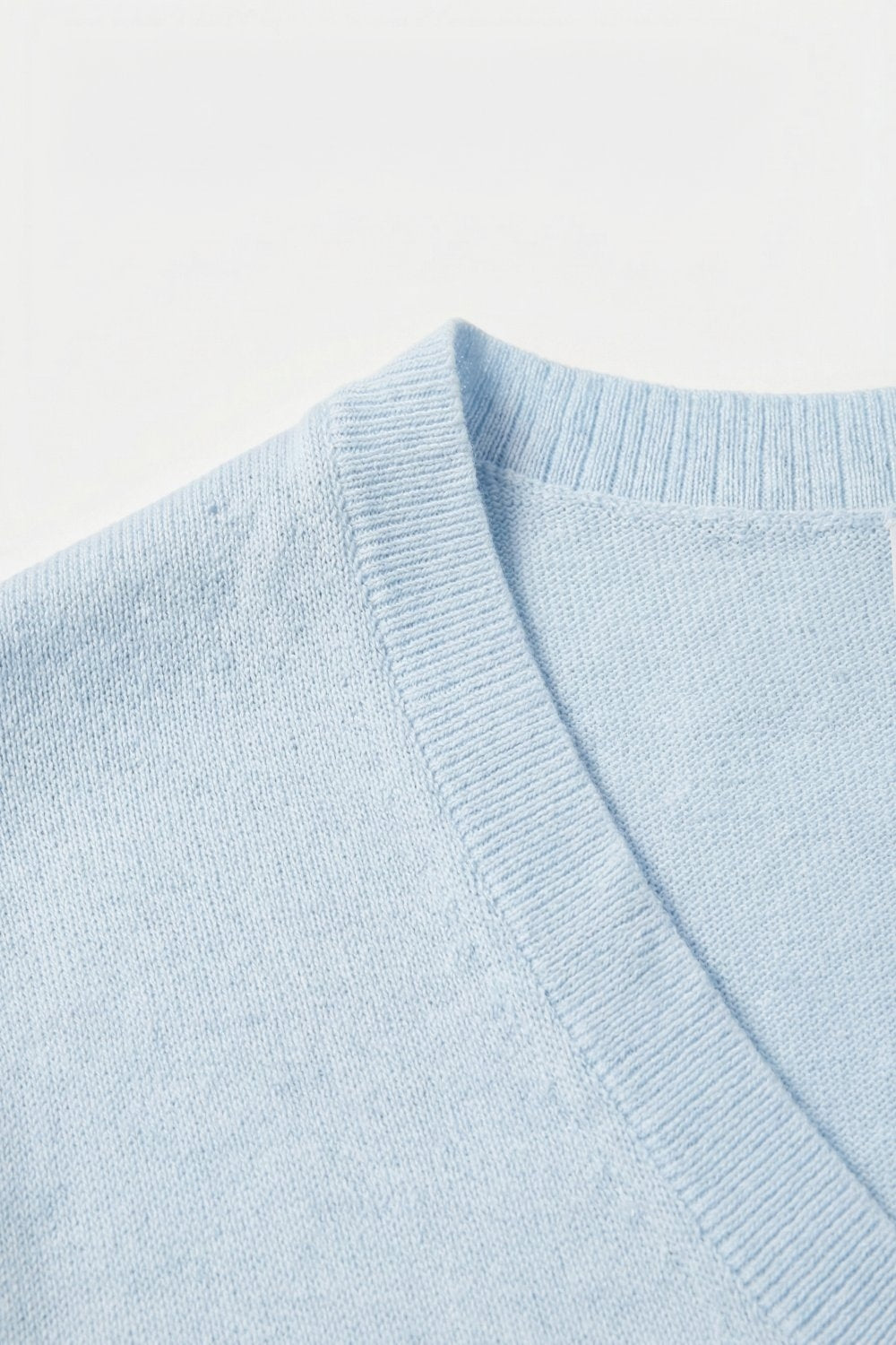 Light Blue V-Neck Relaxed Fit Knitted sweater