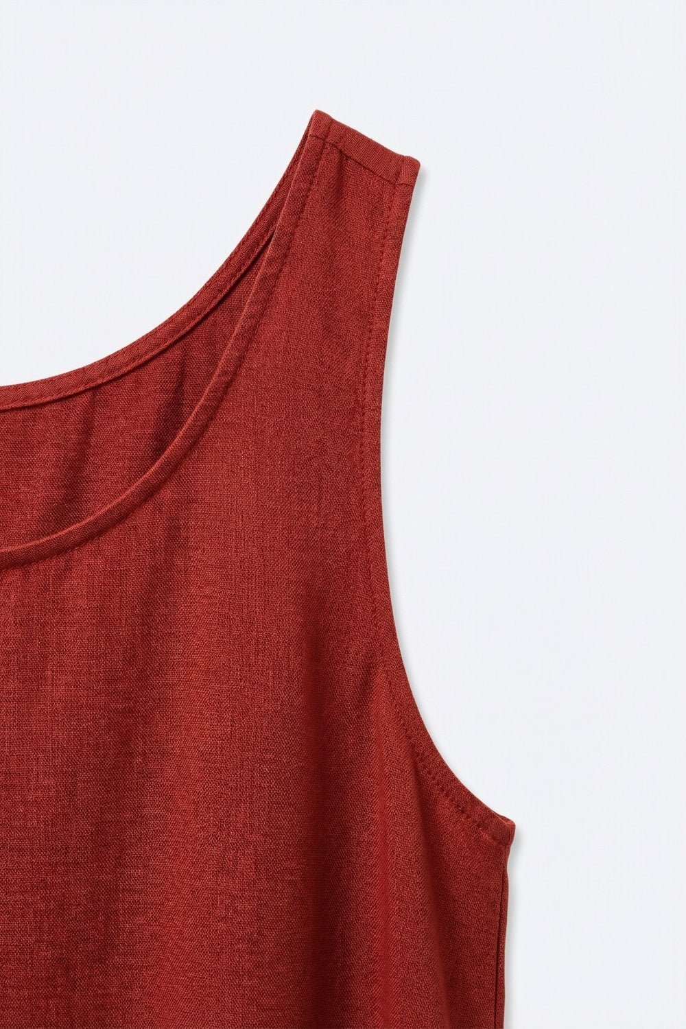 Comfy Short Playsuit With Scoop Neck in Terracotta