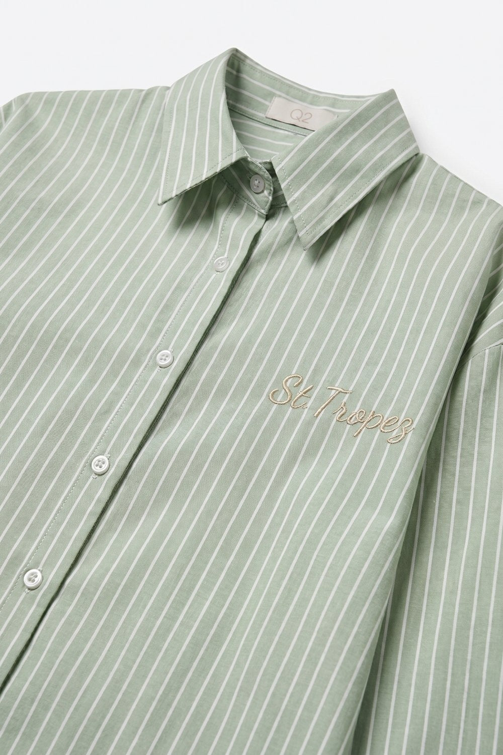 Light Green Striped Shirt with embroidered St. Tropez logo - Shirts