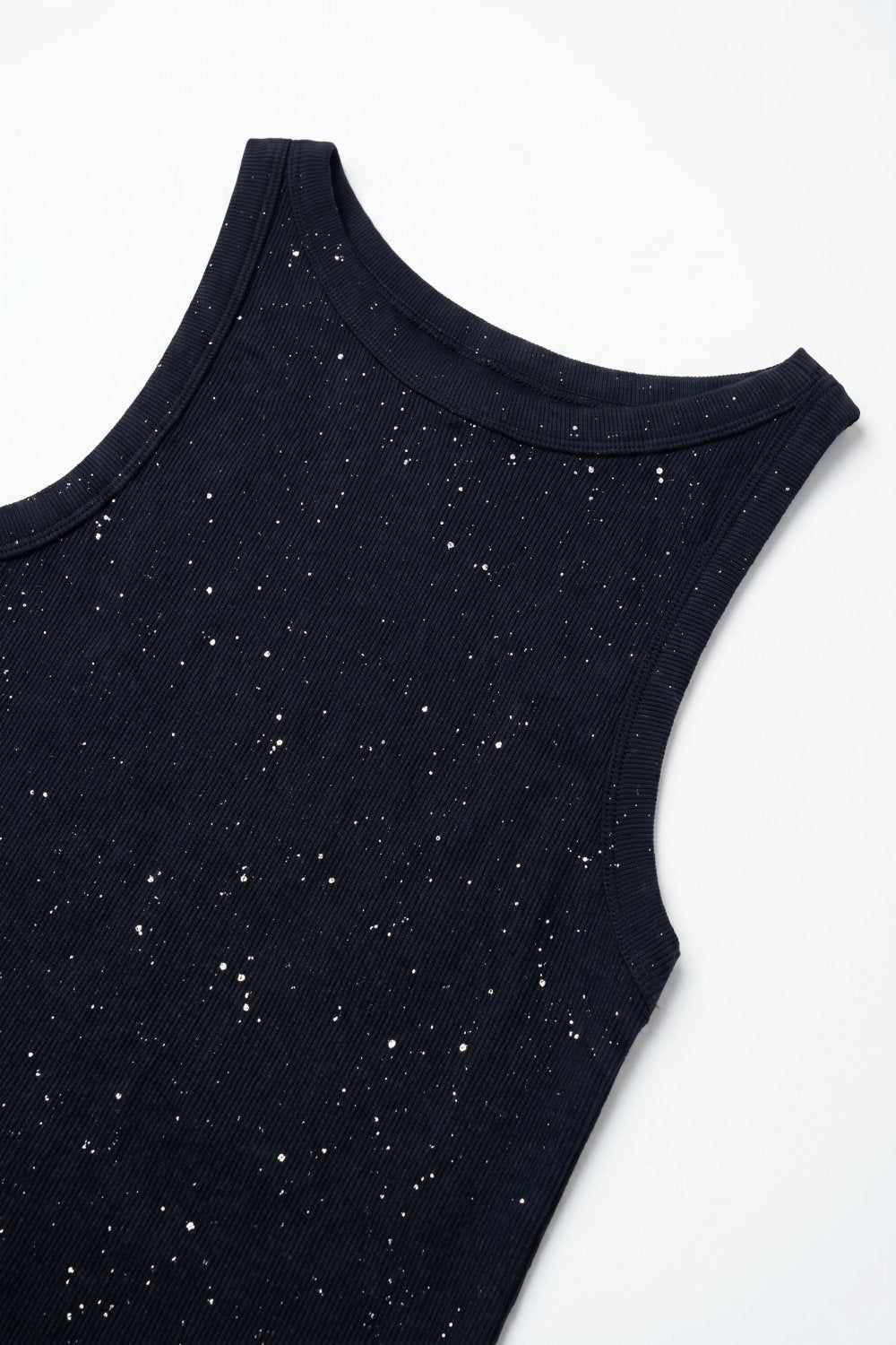Navy Speckled fine Knit boat Neck Top - Tops