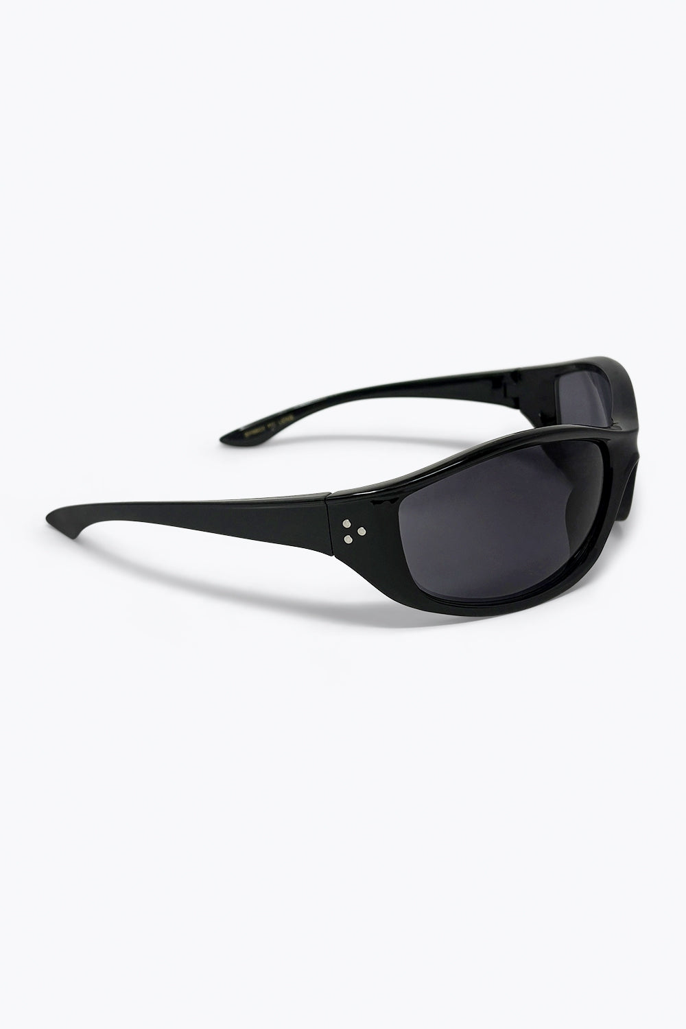 Black Glossy Frame Oval Lens UV Protection Sunglasses
