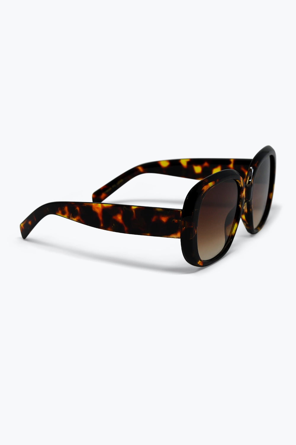 Brown Tortoiseshell Acrylic Oversize Square Frame Sunglasses