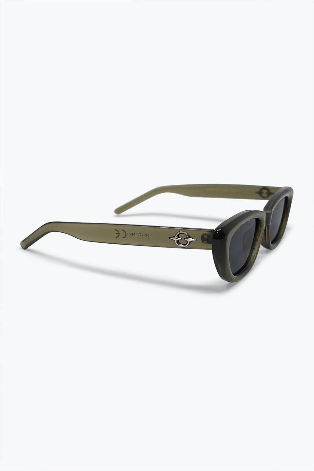 Olive Translucent Oval Frame Chunky Cat Eye Sunglasses