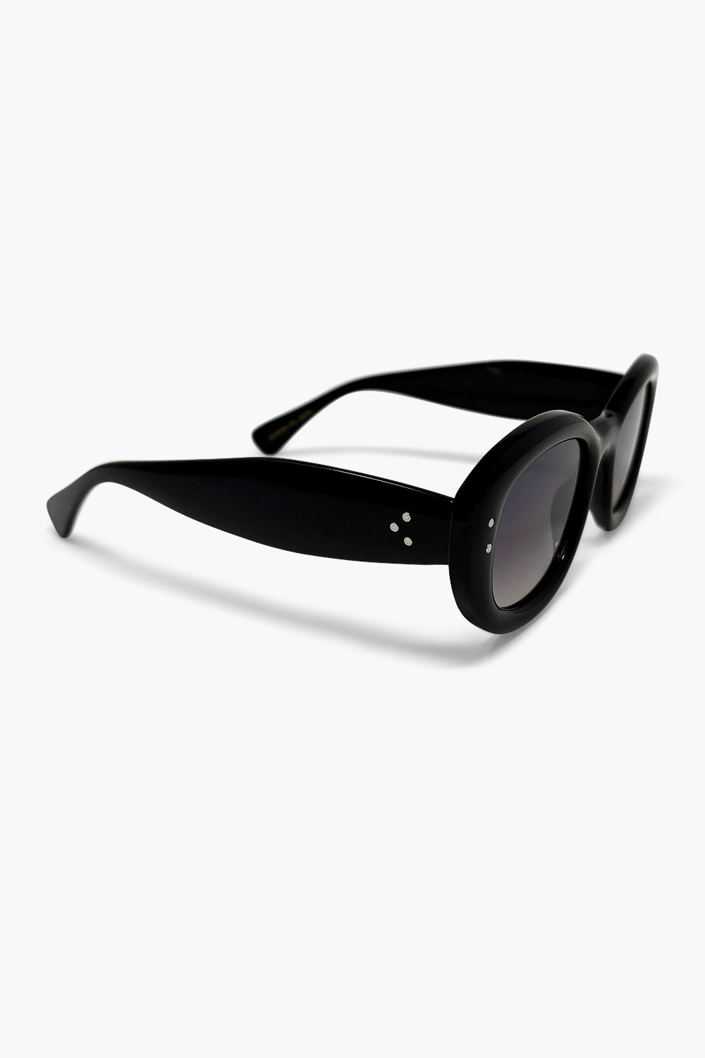 Black Oval Frame Gradient Lens Chunky Sunglasses