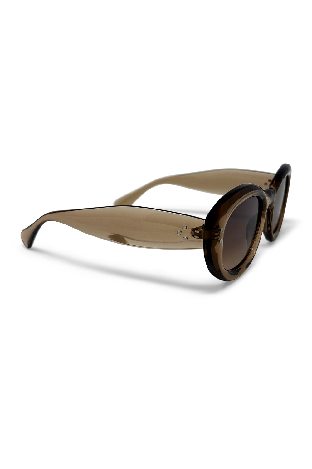 Brown Oval Frame Translucent Acetate Gradient Lens Sunglasses
