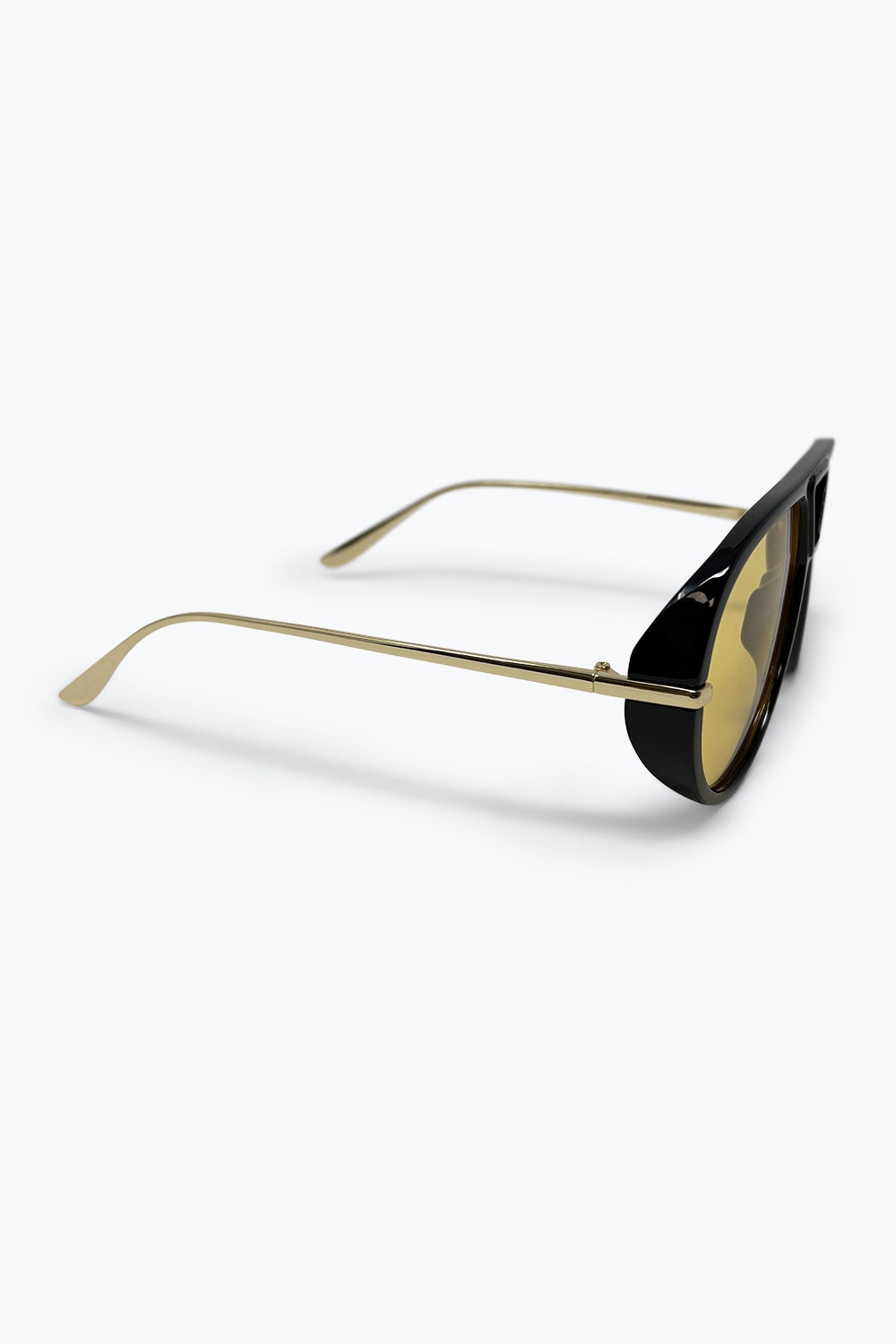 Black Aviator Frame Yellow Tinted Oversize Lens Sunglasses