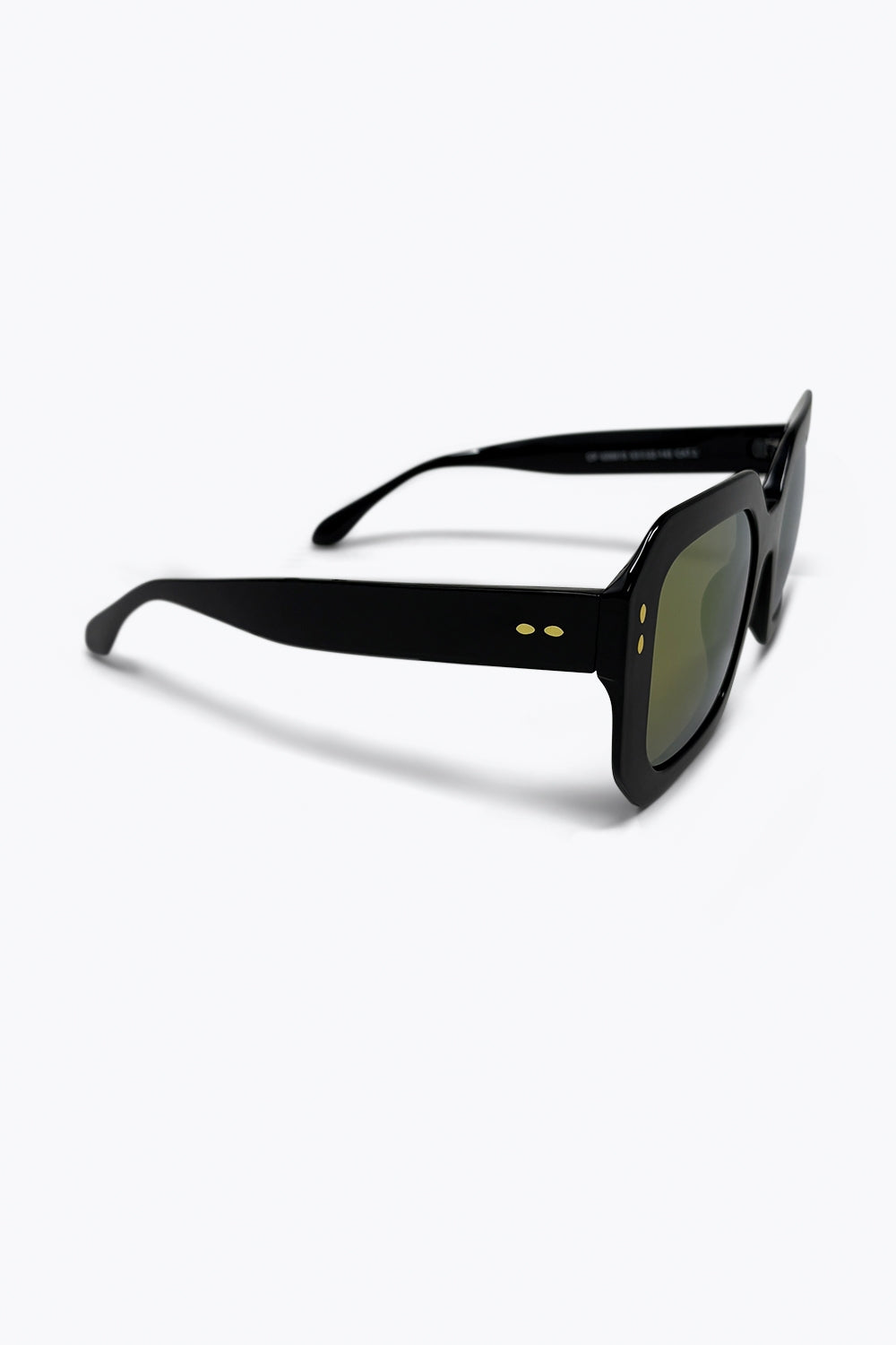 Black Geometric Acetate Gold Stud Oversize Square Sunglasses