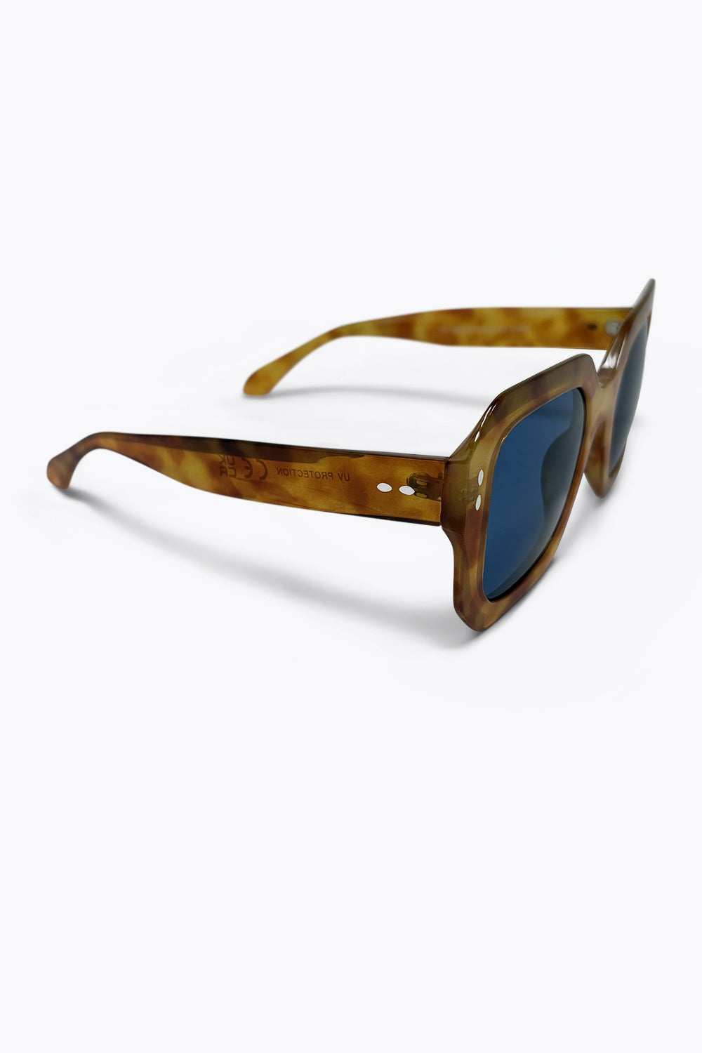 Brown Tortoiseshell Square Frame Oversize Blue Lens Sunglasses
