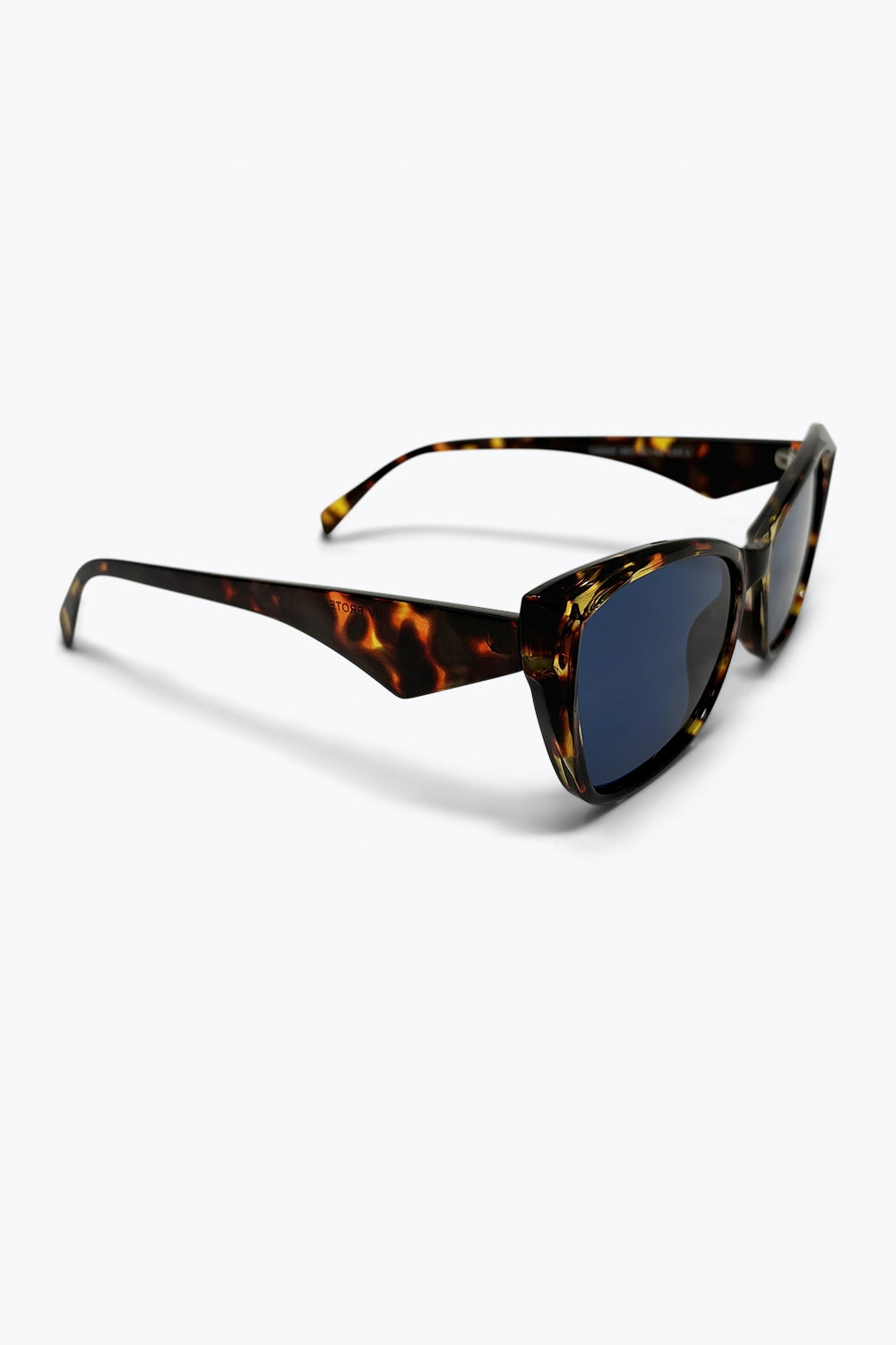 Multicolor Tortoiseshell Cat Eye Blue Lens Acetate Sunglasses