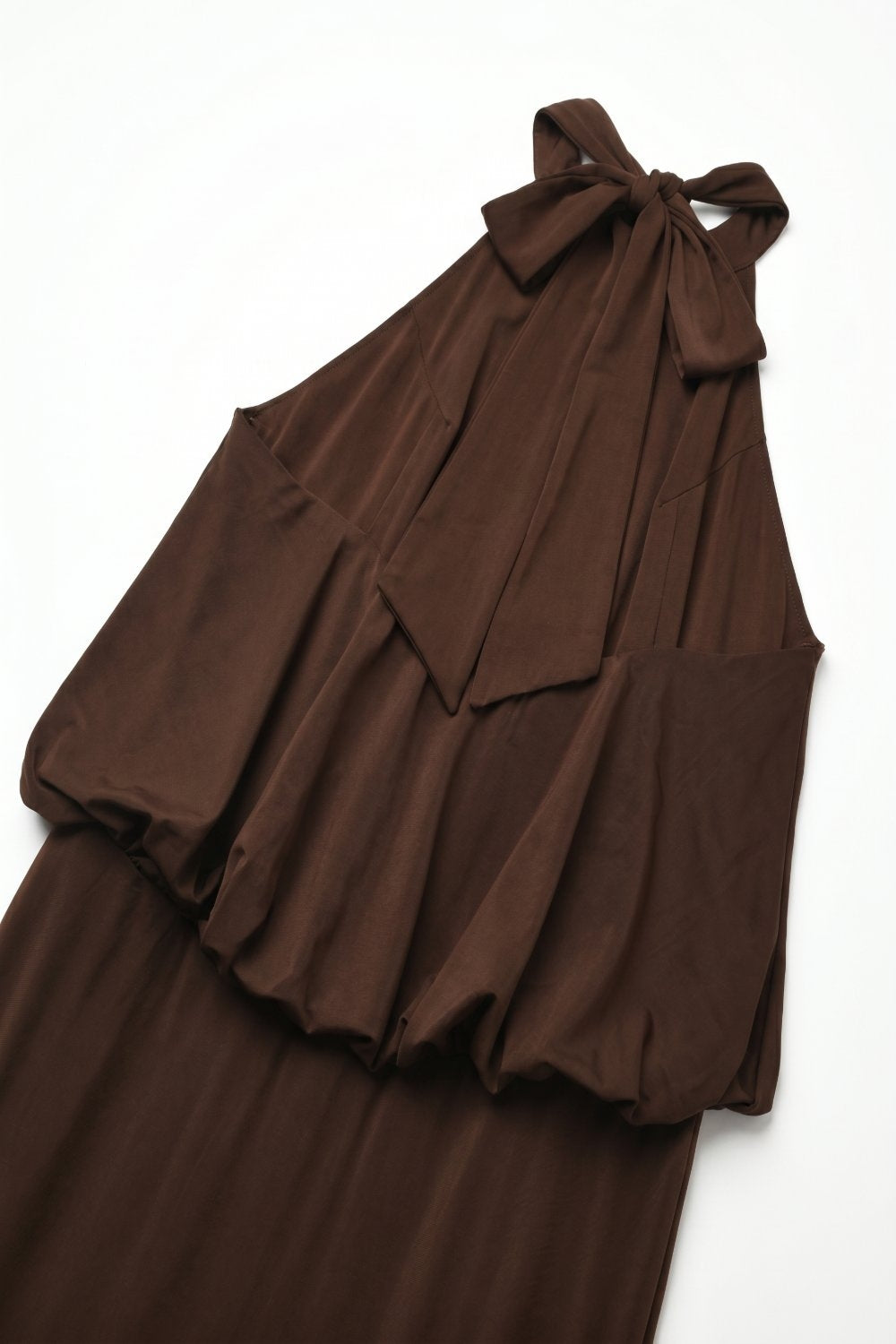 soft stretch fabric Halter Neck Maxi Dress in brown - dress