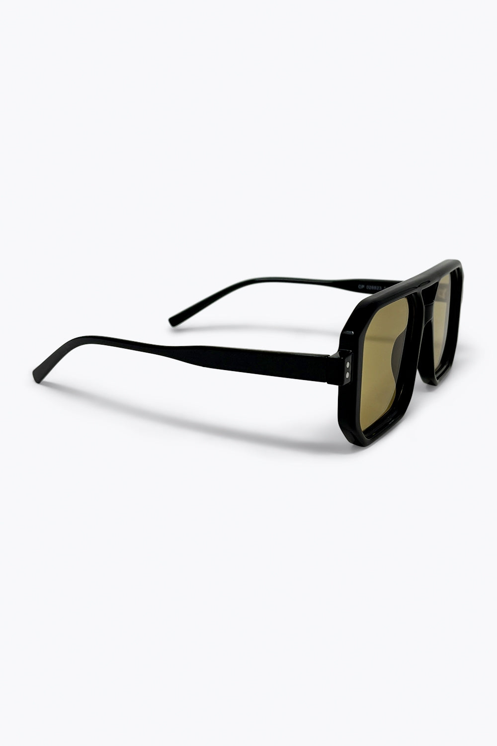Black Geometric Frame Olive Tinted Square Oversize Sunglasses