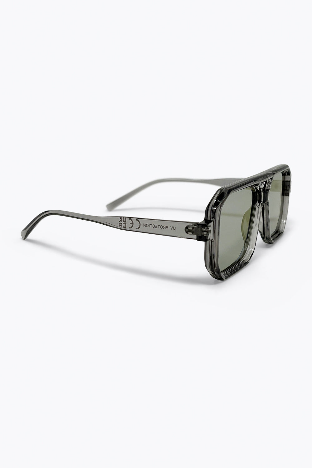 Grey Transparent Frame Purple Tinted Oversize Geometric Sunglasses