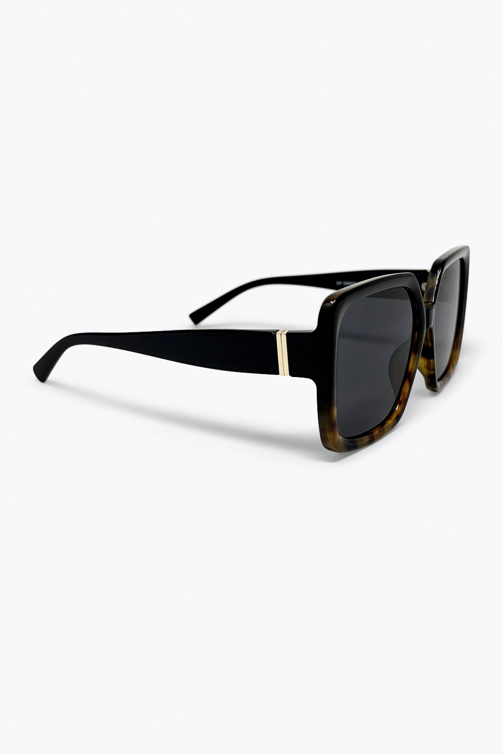 Brown Tortoiseshell Oversize Square Frame Sunglasses With Black Gradient Lenses
