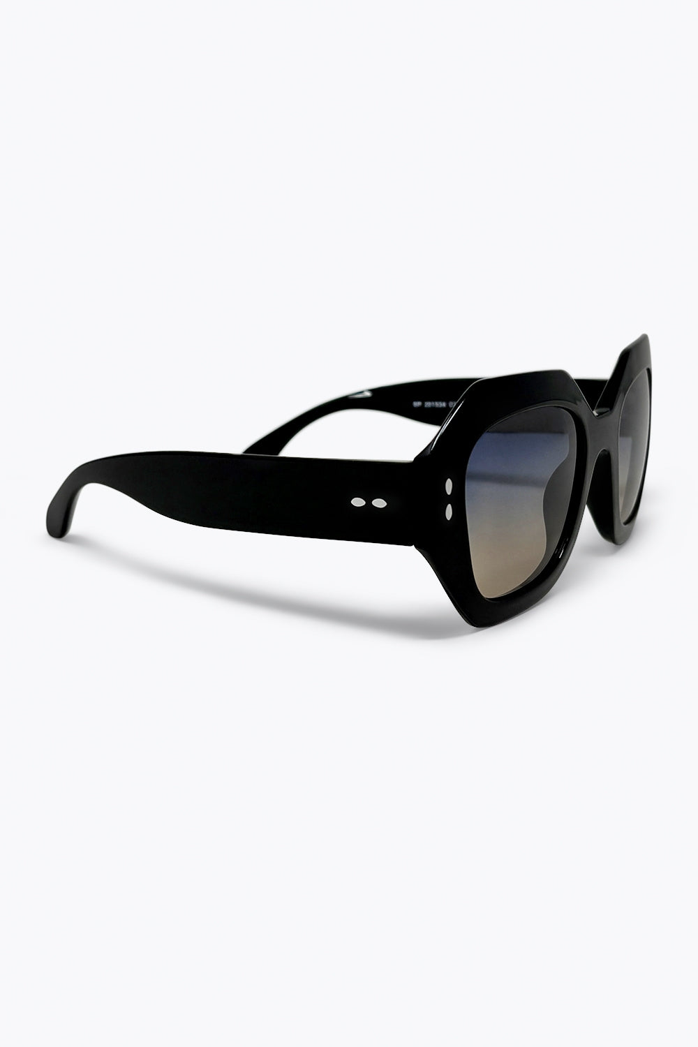 Black Oversize Flat Top Octagon Frame Gradient Sunglasses