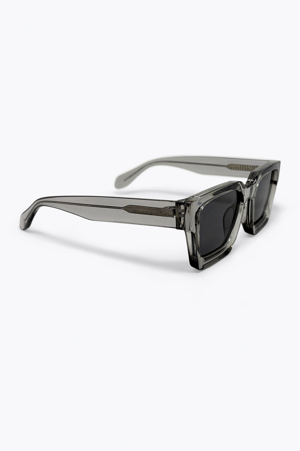 Grey Transparent Square Frame Dark Lens Fashion Sunglasses