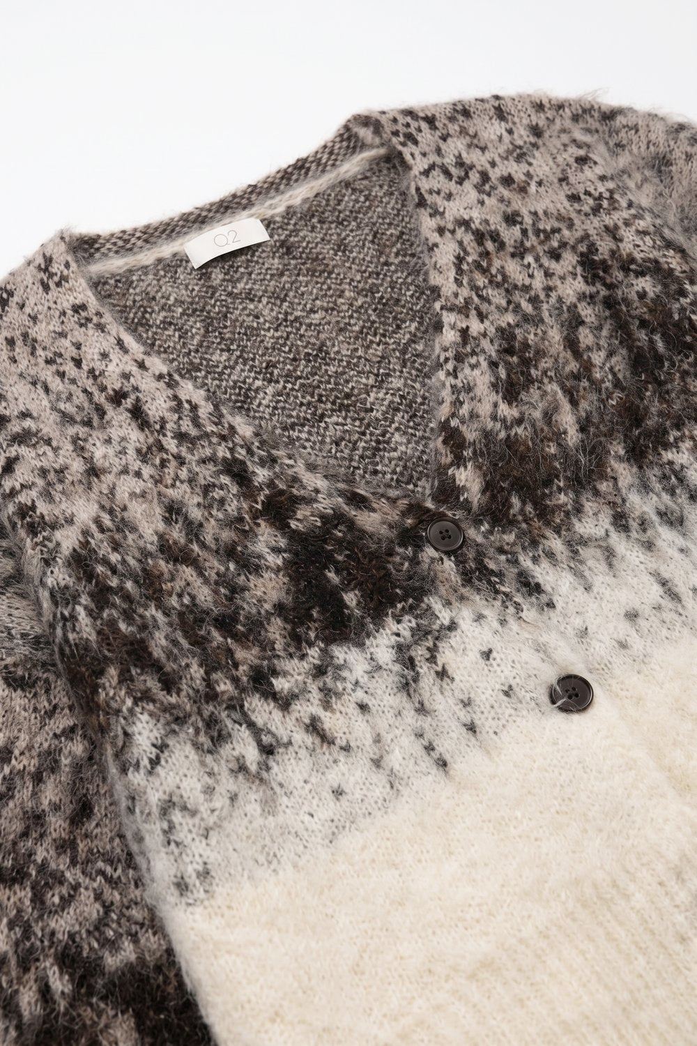 Cream Ombre Fluffy Knit Button Front Cropped Cardigan - Cardigans