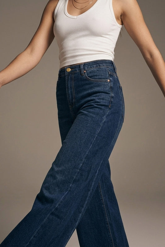 Extra Wide Leg Jeans in Dark Wash - Denim