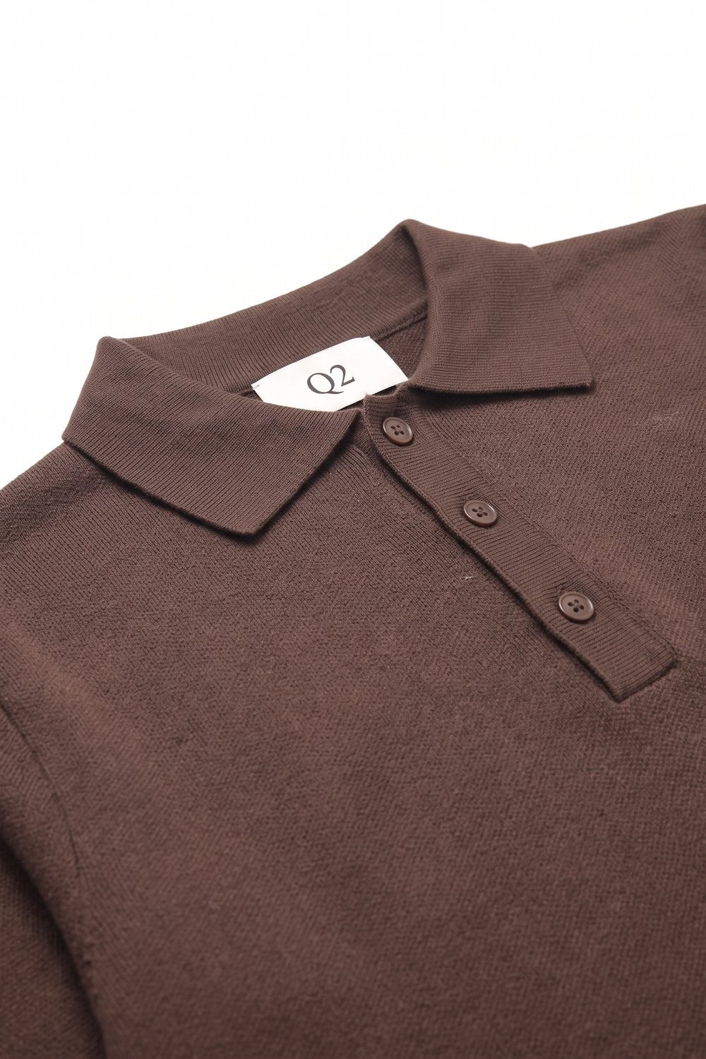 Brown chunky Knit Long Sleeve Polo Sweater - jumper