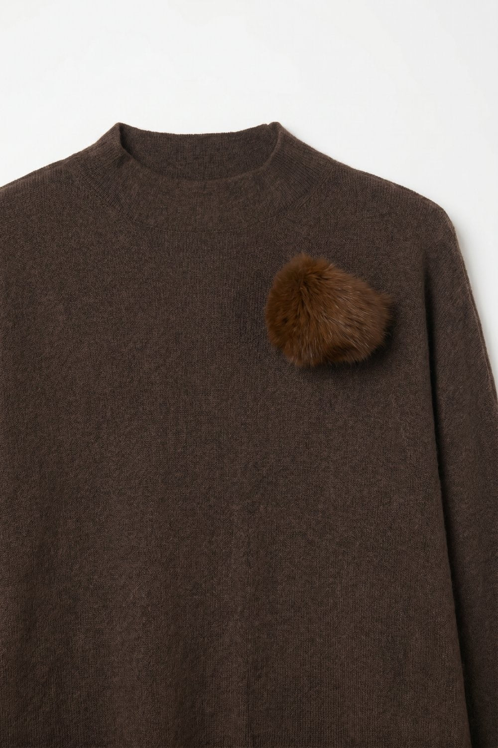 Brown chunky Knit Pom-Pom Detail Relaxed Fit Sweater - Jumpers