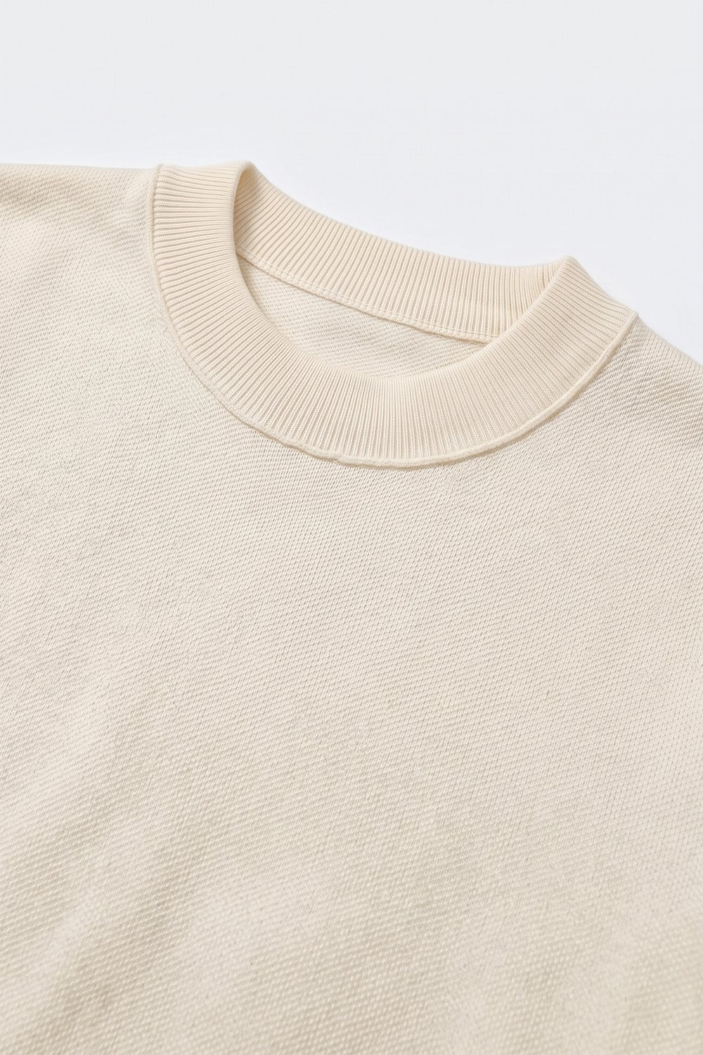 Cream Merino Wool Blend Fine Knit Ribbed Short Sleeve sweater - Jumpers