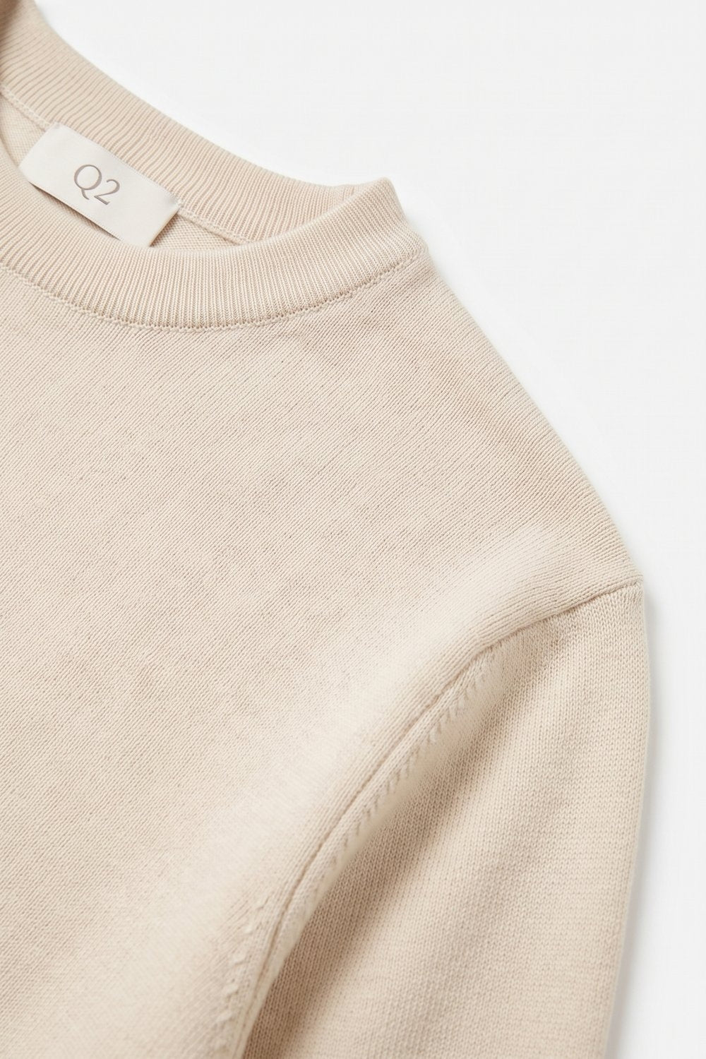 Cream Merino Wool Blend Fine Knit long sleeves Ribbed Trim Sweater - Jumpers
