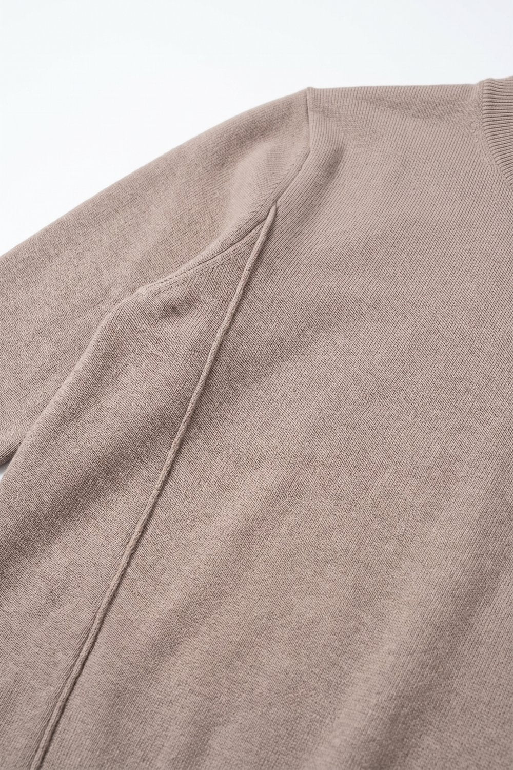 Merino Wool Blend Fine Knit long sleeves Seam Detail Sweater in Powder Pink - Jumpers