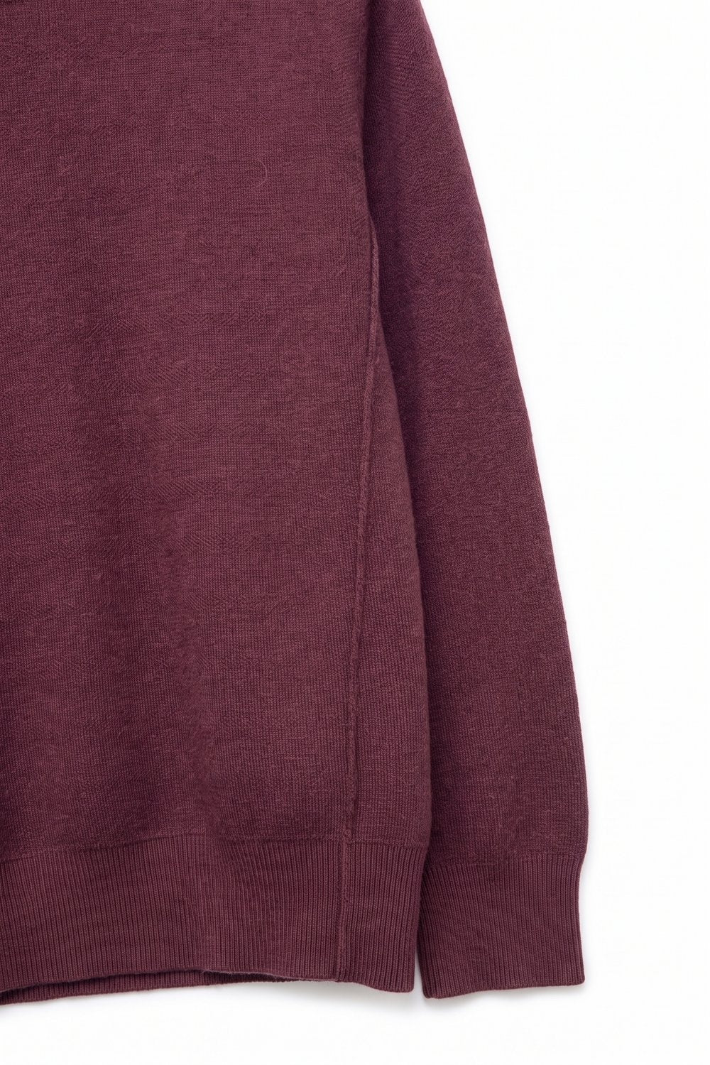 Purple Merino Wool Blend Fine Knit Crew Neck Ribbed Trim Sweater - Jumpers