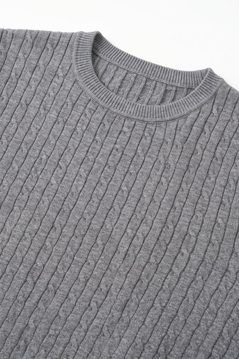 Short-sleeve sweater in gray knit with ribbed edge - Tops