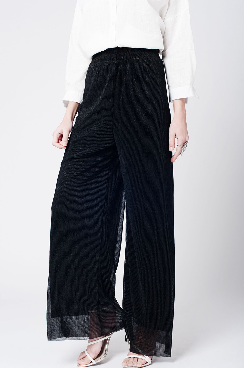 Black cheesecloth trousers